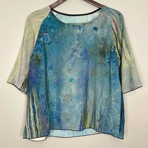 3potato Raglan Sleeve Top Women’s Size M Pulliver Raglan Sleeves Pockets Artsy